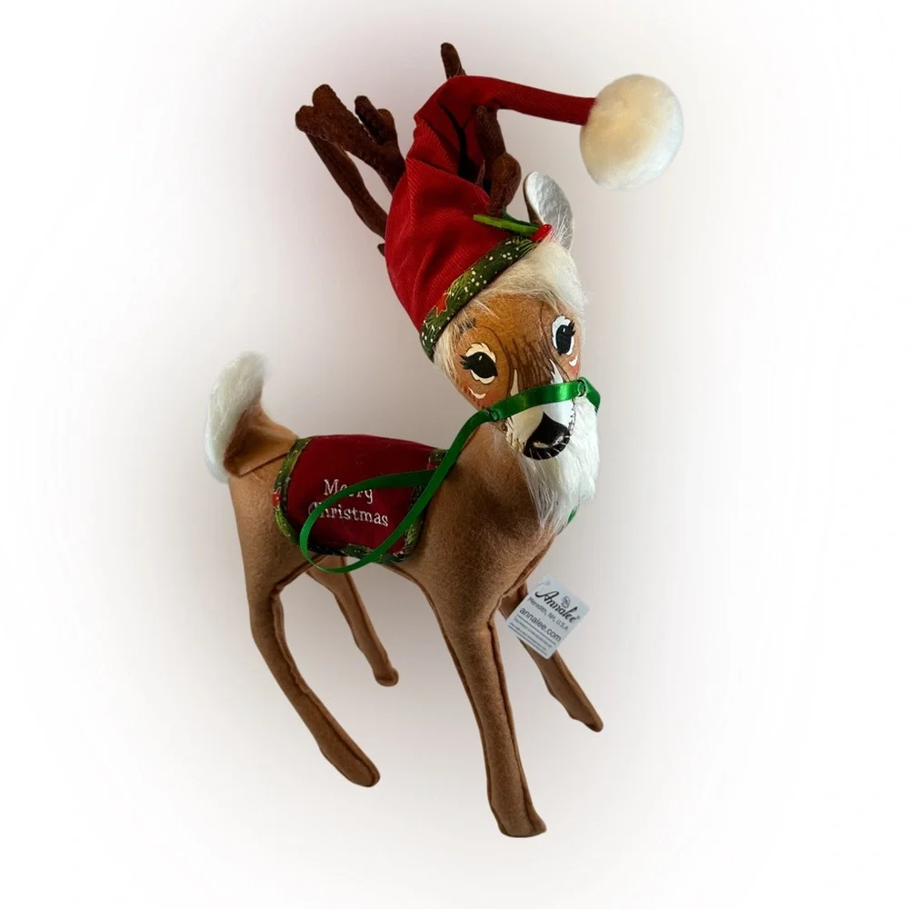 Annalee Christmas Reindeer 12” Santa Hat Holiday New - Picture 1 of 8
